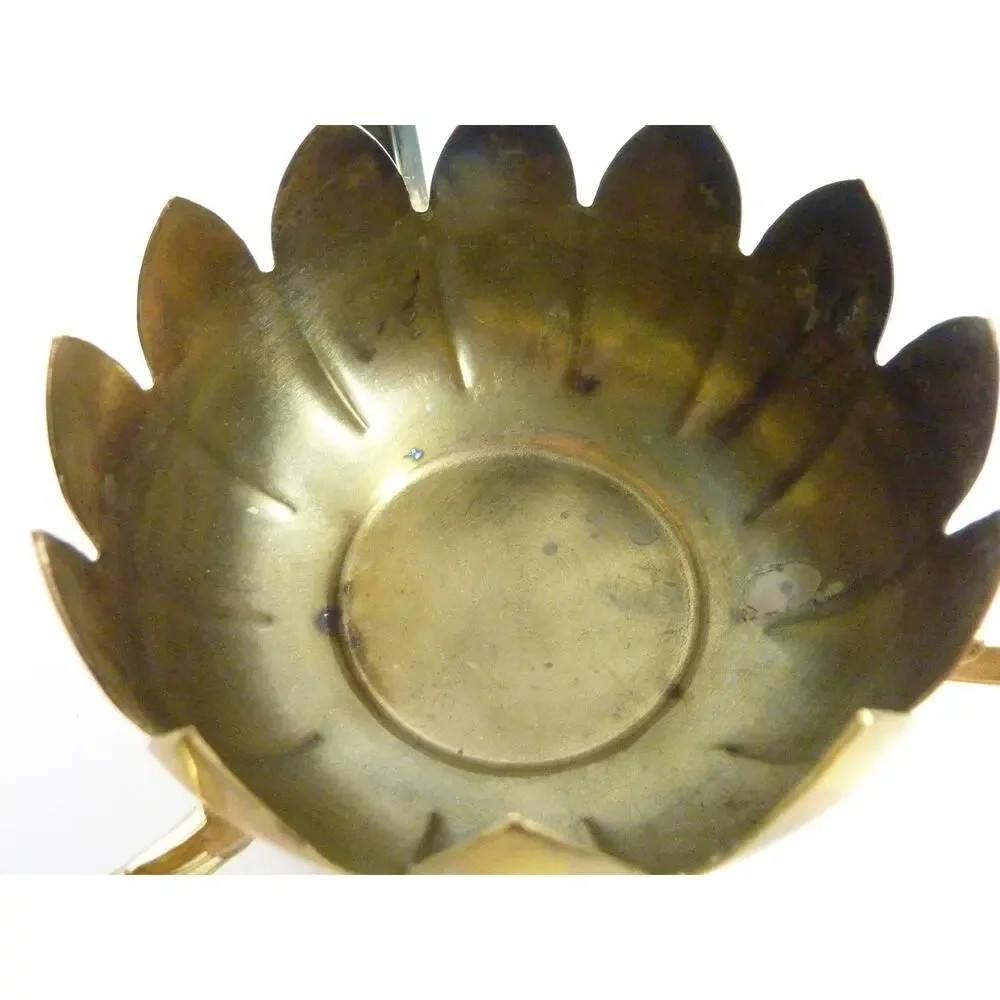 Vintage Leonards Brass Lotus Candle Holder 3 Arm Candelabra Hollywood Regency